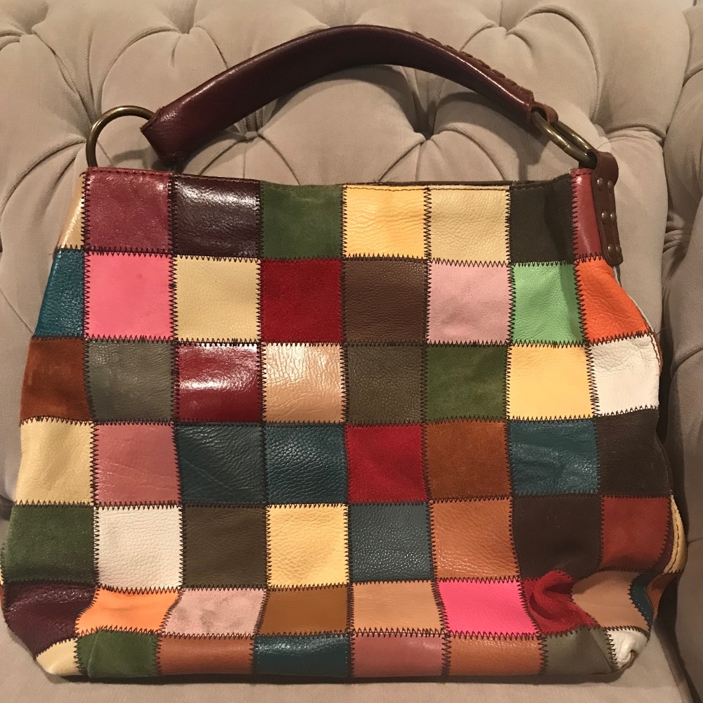 Lucky Brand vintage suede and leather hobo bag